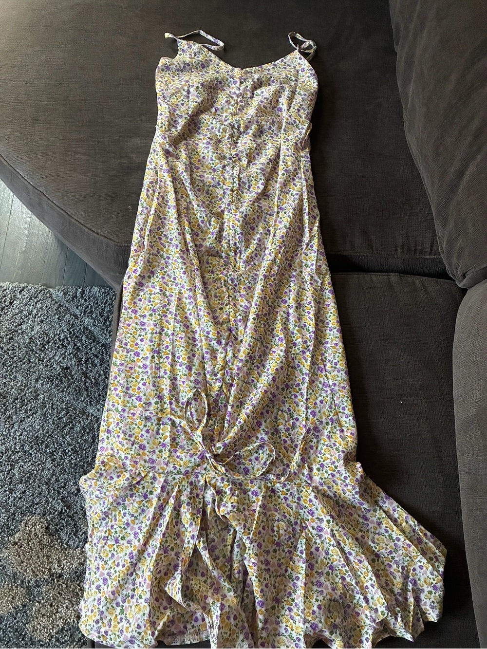 Cupshe Lavender & Yellow Floral Midi Slip Dress